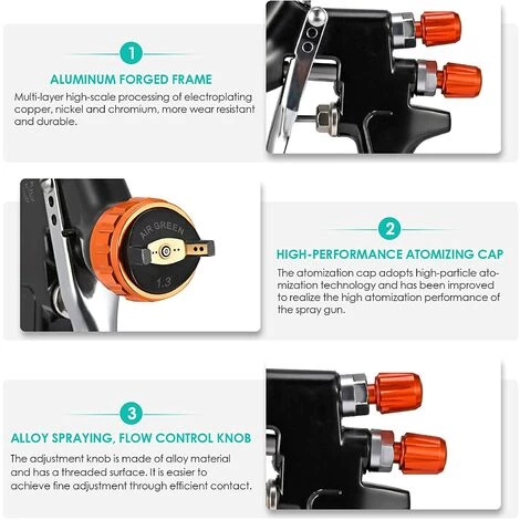 Cisea Pistolet De Pulvérisation à Alimentation Par Gravité Pistolet à Peinture Pneumatique Buse De 1,3 Mm 600CC Coupe De Mélange De Peinture Aérographe Pour Peindre Le Kit D'outils 3 Cisea Pistolet De Pulvérisation à Alimentation Par Gravité Pistolet à Peinture Pneumatique Buse De 1,3 Mm 600CC Coupe De Mélange De Peinture Aérographe Pour Peindre Le Kit D'outils – Image 3