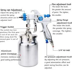 Cisea Pistolet à Peinture à Air Comprimé - 1,7 Mm - Professionnel - HVLP - Pour Voiture, Maison Et Meubles 206s 9 Cisea Pistolet à Peinture à Air Comprimé - 1,7 Mm - Professionnel - HVLP - Pour Voiture, Maison Et Meubles 206s -Pistolet à peinture Soldes 58082538 5