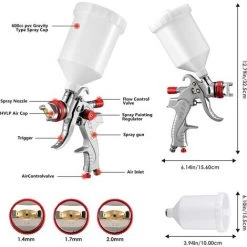 GRID COOL Pistolet à Peinture Pistolet Pulvérisateur D'air à Alimentation Par Gravité HVLP Meubles De Voiture Petit Pistolet -Pistolet à peinture Soldes 58348395 5
