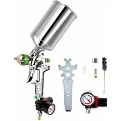 GRID COOL Pistolet à Peinture à Air 1000 Ml Avec Buse 2,5 Mm HVLP Mini Pulvérisateurs Aérographe Avec Régulateur De Pression