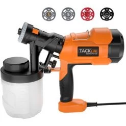 TODOT Pistolet à Peinture Électrique HVLP, Débit Maximum De 800ml/min, 3 Modes De Peinture Et 4 Buses(Φ1.0/2.0/2.5/3.0mm) , Pour Clôtures, Meubles, Rampes Etc. - SGP15AC