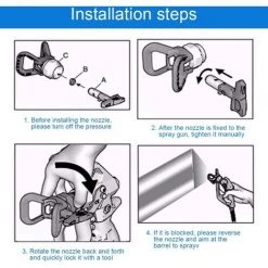BEARSU 4 PCS Buse De Pulvérisation En Acier Tungstène Airless 517 Et 415 Deux Tailles Pistolet â Pulverisation Réversible Avec 4 Bagues D'Étanchéité Buse Résistante Pour Peinture, Meubles, Clôture -Pistolet à peinture Soldes 59191995 5