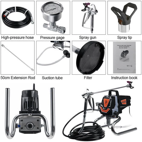 JMAX 1100W 6000psi Pulvérisateur De Peinture électrique Sans Air 1.5 L/ Min Haute Pression Machine à Pistolet De Pulvérisation Mural 5 JMAX 1100W 6000psi Pulvérisateur De Peinture électrique Sans Air 1.5 L/ Min Haute Pression Machine à Pistolet De Pulvérisation Mural – Image 5