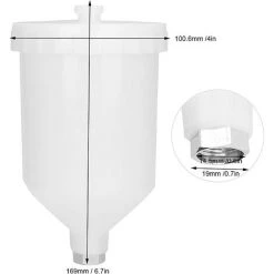 CHANCEY Pistolet à Air Comprimé Pot Tasse 600ml, Pistolet à Peinture Tasse En Plastique, Avec Connecteur Fileté Partie En Acier Inoxydable, Outil Pneumatique Accessoires，SEMAket -Pistolet à peinture Soldes 59619537 3