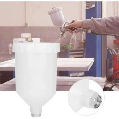 CHANCEY Pistolet à Air Comprimé Pot Tasse 600ml, Pistolet à Peinture Tasse En Plastique, Avec Connecteur Fileté Partie En Acier Inoxydable, Outil Pneumatique Accessoires，SEMAket -Pistolet à peinture Soldes 59619537 5