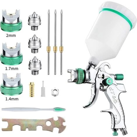 DECKON Pistolet à Peinture Haute Pression Kit,Professionnel Pistolet à Pulvérisation D'Air Pistolet A Peinture Pneumatique à Alimentation Par Gravité HVLP 600CC 1.4mm/1.7mm/2.0mm 1 DECKON Pistolet à Peinture Haute Pression Kit,Professionnel Pistolet à Pulvérisation D'Air Pistolet A Peinture Pneumatique à Alimentation Par Gravité HVLP 600CC 1.4mm/1.7mm/2.0mm