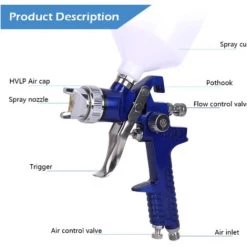 AIDUCHO Professionnel Pistolet à Peinture, Haute Pression Kit Pistolet à Pulvérisation D'Air, Pistolet A Peinture Pneumatique à Alimentation Par Gravité HVLP 600CC, 1.7MM/2.0MM 2 Taille Buses -Pistolet à peinture Soldes 59790802 4