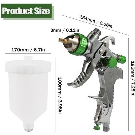 HAPPYSHOPPING Pistolet De Peinture Environnementale Pot Supérieur Pistolet De Peinture Automobile De Type HVLP Buse De Calibre 1,4mm 1,7mm 2,0mm 3 HAPPYSHOPPING Pistolet De Peinture Environnementale Pot Supérieur Pistolet De Peinture Automobile De Type HVLP Buse De Calibre 1,4mm 1,7mm 2,0mm – Image 3