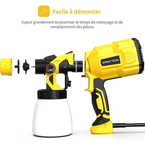 DKSFJKL Pistolet à Peinture, 500W Pistolet à Peinture Électrique, Pulvérisateur Peinture Avec Débit Réglable à 450ml/min Avec Conteneur Démontable De 800ml 3 Modèles De Pulvérisation Nettoyage Facile 2 DKSFJKL Pistolet à Peinture, 500W Pistolet à Peinture Électrique, Pulvérisateur Peinture Avec Débit Réglable à 450ml/min Avec Conteneur Démontable De 800ml 3 Modèles De Pulvérisation Nettoyage Facile – Image 2
