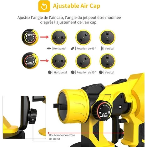 DKSFJKL Pistolet à Peinture, 500W Pistolet à Peinture Électrique, Pulvérisateur Peinture Avec Débit Réglable à 450ml/min Avec Conteneur Démontable De 800ml 3 Modèles De Pulvérisation Nettoyage Facile 3 DKSFJKL Pistolet à Peinture, 500W Pistolet à Peinture Électrique, Pulvérisateur Peinture Avec Débit Réglable à 450ml/min Avec Conteneur Démontable De 800ml 3 Modèles De Pulvérisation Nettoyage Facile – Image 3