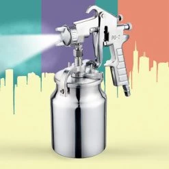 Aspiration Pistolet à Peinture Air Spray LITZEE 2.0mm Inoxydable Buse 1000ml Capacité Airbrush Outil De Peinture Pour Voiture Meubles Peinture Main Held Peinture Pulvérisateur Accessoires -Pistolet à peinture Soldes 60479966 3