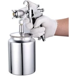 MACARON Aspiration Pistolet à Peinture Air Spray 3.0mm Inoxydable Buse 1000ml Capacité Airbrush Outil De Peinture Pour Voiture Meubles Peinture Main Held Peinture Pulvérisateur LO-Ron -Pistolet à peinture Soldes 60609598 3