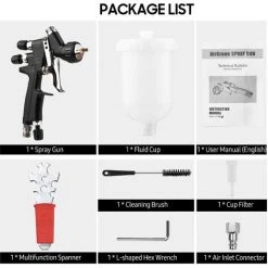 ASUPERMALL HVLP 1.0mm Kit De Pistolet De Pulvérisation D'air 250cc Tasse De Fluide Alimentation Par Gravité Pulvérisateur De Peinture à Air Pistolet De Pulvérisation De Peinture à 360 Degrés 9 ASUPERMALL HVLP 1.0mm Kit De Pistolet De Pulvérisation D'air 250cc Tasse De Fluide Alimentation Par Gravité Pulvérisateur De Peinture à Air Pistolet De Pulvérisation De Peinture à 360 Degrés -Pistolet à peinture Soldes 60650360 5