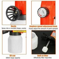 TOPHOMER Électrique Pistolet Peinture Pulvérisation De Peinture Gravité Pistolet 600ml 7 TOPHOMER Électrique Pistolet Peinture Pulvérisation De Peinture Gravité Pistolet 600ml -Pistolet à peinture Soldes 60937113 3