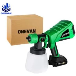 ONEVAN Pistolet à Peinture Sans Fil 1000ml 800w Pulvérisateur De Peinture électrique - Outil De Pulvérisation Convient Pour Makita 18v | Vert Avec 2 Buses | Sans Batterie