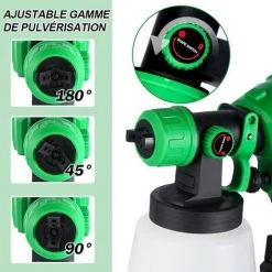 ONEVAN Pistolet à Peinture Sans Fil 1000ml 800w Pulvérisateur De Peinture électrique - Outil De Pulvérisation Convient Pour Makita 18v | Vert Avec 2 Buses | Sans Batterie -Pistolet à peinture Soldes 61101215 3