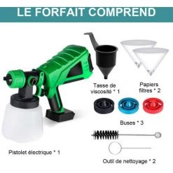 ONEVAN Pistolet à Peinture Sans Fil 1000ml 800w Pulvérisateur De Peinture électrique - Outil De Pulvérisation Convient Pour Makita 18v | Vert Avec 2 Buses | Sans Batterie -Pistolet à peinture Soldes 61101215 5