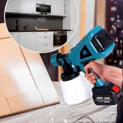 ONEVAN Pistolet à Peinture Sans Fil 800w 1000ml 3 Buse Pulvérisateur De Peinture électrique - Outil De Pulvérisation Pour Makita 18v | Bleu Avec 2 Batterie 128vf Et 3 Buses -Pistolet à peinture Soldes 61101222 5
