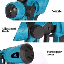 ONEVAN Pistolet à Peinture Sans Fil 800ml Pulvérisateur De Peinture électrique - Outil De Pulvérisation Pour Makita 18v | Bleu Avec 2 Batterie 128vf -Pistolet à peinture Soldes 61101225 4