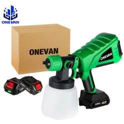 ONEVAN Pistolet à Peinture Sans Fil 800w 1000ml 3 Buse Pulvérisateur De Peinture électrique - Outil De Pulvérisation Pour Makita 18v | Vert Avec 2 Batterie 128vf Et 3 Buses