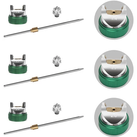 TolleTour Pistolet Pulvérisateur SET 1,4 + 1,7 + 2 Mm Pistolet HVLP Pistolet Pulvérisateur, Buse : 1,4 + 1,7 + 2 Mm - Vert 3 TolleTour Pistolet Pulvérisateur SET 1,4 + 1,7 + 2 Mm Pistolet HVLP Pistolet Pulvérisateur, Buse : 1,4 + 1,7 + 2 Mm - Vert – Image 3
