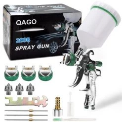 TolleTour Pistolet Pulvérisateur SET 1,4 + 1,7 + 2 Mm Pistolet HVLP Pistolet Pulvérisateur, Buse : 1,4 + 1,7 + 2 Mm - Vert