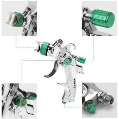 TolleTour Pistolet Pulvérisateur SET 1,4 + 1,7 + 2 Mm Pistolet HVLP Pistolet Pulvérisateur, Buse : 1,4 + 1,7 + 2 Mm - Vert -Pistolet à peinture Soldes 61288280 4