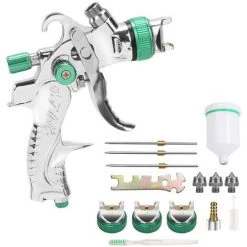 TolleTour Pistolet Pulvérisateur SET 1,4 + 1,7 + 2 Mm Pistolet HVLP Pistolet Pulvérisateur, Buse : 1,4 + 1,7 + 2 Mm - Vert