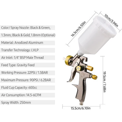 SUPERSELLER Kit De Pistolet De Pulvérisation D'air 600 Cc Tasse De Fluide Alimentation Par Gravité Pulvérisateur De Peinture à Air Mini Pistolet De Pulvérisation De Peinture à 360 Degrés Pour La Réparation De Voiture Meubles Surface Peinture Murale Modèles De Bricola 3 SUPERSELLER Kit De Pistolet De Pulvérisation D'air 600 Cc Tasse De Fluide Alimentation Par Gravité Pulvérisateur De Peinture à Air Mini Pistolet De Pulvérisation De Peinture à 360 Degrés Pour La Réparation De Voiture Meubles Surface Peinture Murale Modèles De Bricola – Image 3