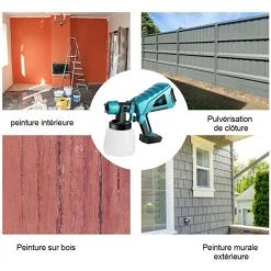 Pistolet à Peinture Sans Fil 800w 1000ml 3 Buse Pulvérisateur De Peinture électrique | Outil De Pulvérisation Convient Pour Makita 18v - ONEVAN - Bleu -Pistolet à peinture Soldes 63697755 5