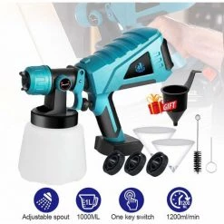 Pistolet à Peinture Sans Fil 800w 1000ml 3 Buse Pulvérisateur De Peinture électrique | Outil De Pulvérisation Convient Pour Makita 18v - ONEVAN - Bleu - Non Batterie