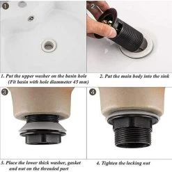 AOUGO Bonde De Lavabo Pop Up, Bonde De Vidage Pop Up Automatique, Universelle Bonde écoulement, Pop Up Valve Bonde De Vidage Lavabo Pour Evier Ou Lavabo Accessoire De Salle De Bain, Noir -Pistolet à peinture Soldes 63966861 5