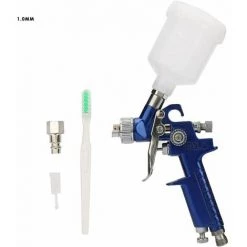 Outillage Pistolet à Peinture Pneumatique HVLP Pistolet Pulvérisateur Professionnel Avec Godet En Plastique De 125ml Et Buses Rotative En Acier Inoxydable 1.0 Mm Spray Gun (1.0mm) LangRay -Pistolet à peinture Soldes 64035590 5