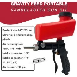 GRID COOL Sandblaster Kit Pistolet à Sable Pour Enlever La Peinture, La Rouille, La Rouille Et Les Surfaces Propres -Pistolet à peinture Soldes 64083611 4