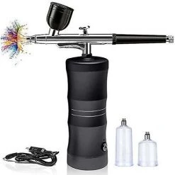 Kit Aérographe Avec Compresseur Portable Mini Air Brush Pistolet Avec Compresseur Kit Simple-double Action Peinture Set-noir - THSINDE