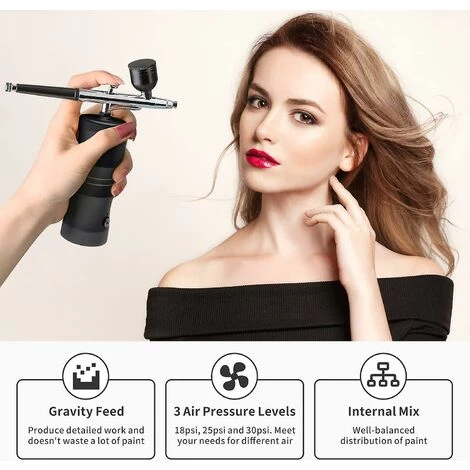 Kit Aérographe Avec Compresseur Portable Mini Air Brush Pistolet Avec Compresseur Kit Simple-double Action Peinture Set-noir - THSINDE 5 Kit Aérographe Avec Compresseur Portable Mini Air Brush Pistolet Avec Compresseur Kit Simple-double Action Peinture Set-noir - THSINDE – Image 5