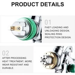 HEGUYEY Professionnel Pistolet à Peinture Haute Pression Kit Pistolet à Pulvérisation D'Air Pistolet A Peinture Pneumatique à Alimentation Par Gravité 600CC 1.4MM/1.7MM/2.0MM 3 Taille Buses Diy Arts 7 HEGUYEY Professionnel Pistolet à Peinture Haute Pression Kit Pistolet à Pulvérisation D'Air Pistolet A Peinture Pneumatique à Alimentation Par Gravité 600CC 1.4MM/1.7MM/2.0MM 3 Taille Buses Diy Arts -Pistolet à peinture Soldes 64680267 3