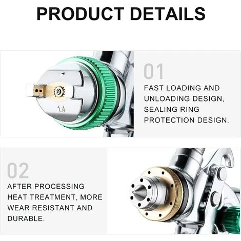 HEGUYEY Professionnel Pistolet à Peinture Haute Pression Kit Pistolet à Pulvérisation D'Air Pistolet A Peinture Pneumatique à Alimentation Par Gravité 600CC 1.4MM/1.7MM/2.0MM 3 Taille Buses Diy Arts 3 HEGUYEY Professionnel Pistolet à Peinture Haute Pression Kit Pistolet à Pulvérisation D'Air Pistolet A Peinture Pneumatique à Alimentation Par Gravité 600CC 1.4MM/1.7MM/2.0MM 3 Taille Buses Diy Arts – Image 3