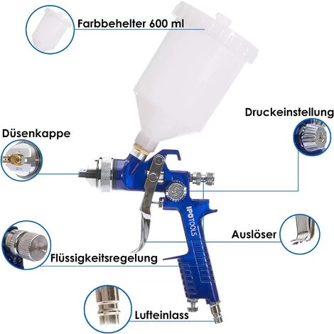 HEGUYEY Pistolet à Peinture HVLP H-827P IPOTOOLS – Système Pistolet A Peinture Professionnel Avec Gobelet En Plastique De 600 Ml Et Buse En Inox De 0.8 Mm 2 HEGUYEY Pistolet à Peinture HVLP H-827P IPOTOOLS – Système Pistolet A Peinture Professionnel Avec Gobelet En Plastique De 600 Ml Et Buse En Inox De 0.8 Mm – Image 2