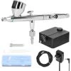 ASUPERMALL Ensemble De Pompe à Air Professionnel Multi-usages T182C 0.3mm Aérographe Max 30PSI Pour La Fabrication De Modèles Bricolage Art Peinture
