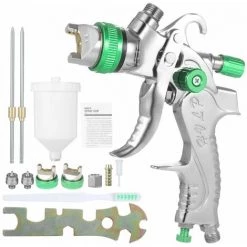 LIFCAUSAL Pistolet De Pulvérisation D'air à Alimentation Par Gravité Pistolet à Peinture HVLP Avec Tasse De 600 Ml Buse De 1,4 Mm 1,7 Mm 2,0 Mm Pour Peindre Les Murs De Meubles De Voiture Vert -Pistolet à peinture Soldes 64901058 3