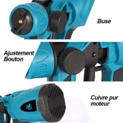 Pistolet à Peinture Sans Fil 800ml Pulvérisateur De Peinture électrique Convient Pour Batterie Makita 18v - Outil De Pulvérisation - Bleu - ONEVAN - Non Batterie -Pistolet à peinture Soldes 65104533 4