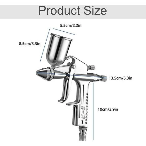BDD Pistolet à Peinture Pistolet à Peinture Pneumatique Fine Painter Spray Tool (Argent) 3 BDD Pistolet à Peinture Pistolet à Peinture Pneumatique Fine Painter Spray Tool (Argent) – Image 3