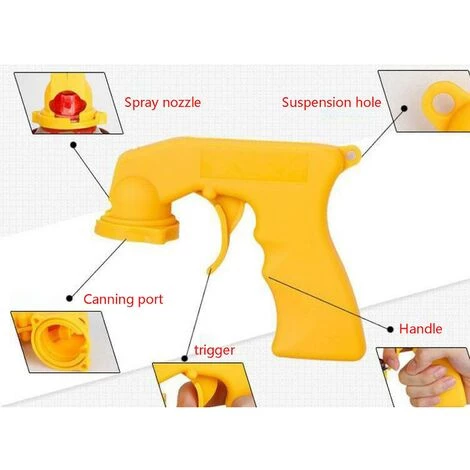 BDD Adaptateur De Pulvérisation Paint Care Poignée De Pistolet Aérosol Outil De Pulvérisation (jaune) 5 BDD Adaptateur De Pulvérisation Paint Care Poignée De Pistolet Aérosol Outil De Pulvérisation (jaune) – Image 5