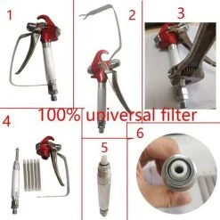 JUNJUN Airless Pistolet Peinture Haute Pression XS-818 + Buse Siège +5 X Airless Peinture Pistolet Filtre -Pistolet à peinture Soldes 65414439 3