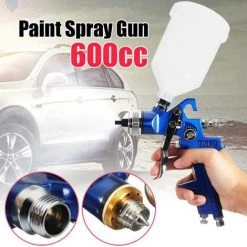 OSQI Pistolet A Peinture HVLP Professionnel Système De Pulvérisation De Peinture Alimentation Par Gravité 2 Buses 1,7mm 2,0mm Coupelle 600cc -Pistolet à peinture Soldes 65500554 4