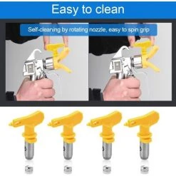 READCLY-4 PCS Buse De Pulvérisation En Acier Tungstène Airless 517 Et 415 Deux Tailles Pistolet â Pulverisation Réversible Avec 4 Bagues D'Étanchéité Buse Résistante Pour Peinture, Meubles, Clôture -Pistolet à peinture Soldes 65598799 5