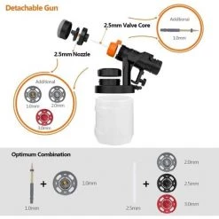 GIZCAM Pistolet à Peinture,500W HVLP, Débit Réglable à 800ml/min -Pistolet à peinture Soldes 65919387 3