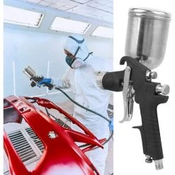 MERéTéET Pulvérisateur De Peinture, Outil Pneumatique, Acier Inoxydable Haute Résistance Pour Travail Du Bois Industriel Usine