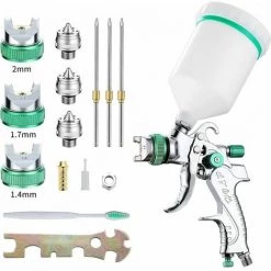THSINDE Kit De Pistolet De Pulvérisation Haute Pression, Pistolet De Pulvérisation D'air Professionnel, Pistolet De Pulvérisation Pneumatique à Gravité HVLP 600CC 1.4mm/1.7mm/2.0mm